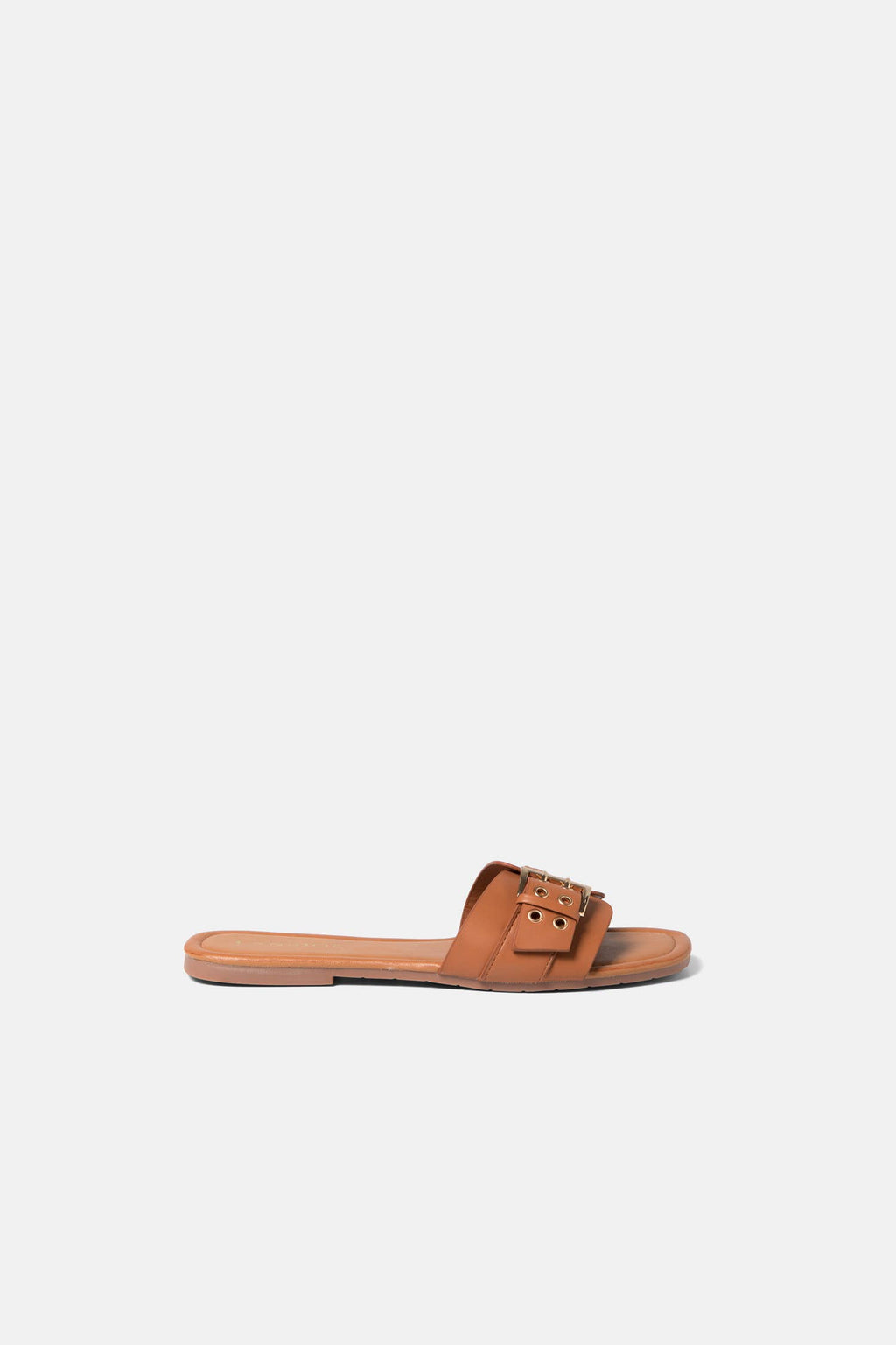 Lanidor Sandalen "Chic" - Flache Slides aus Eco-Leder mit goldener Schnalle