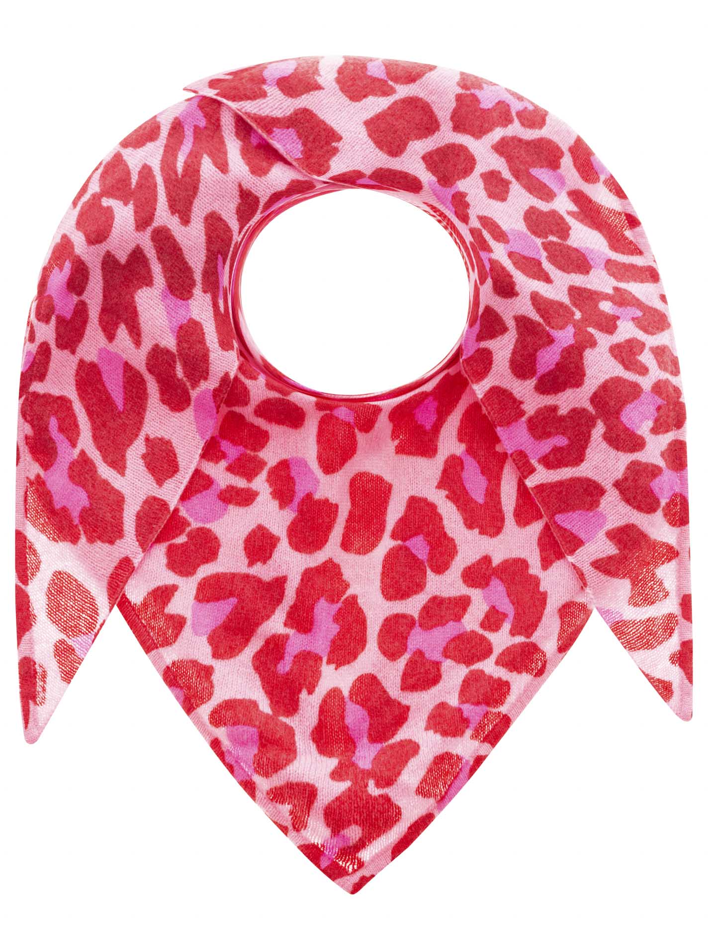 Zwillingsherz Dreieckstuch 100% Kaschmir Leo Print Bubblegum Pink