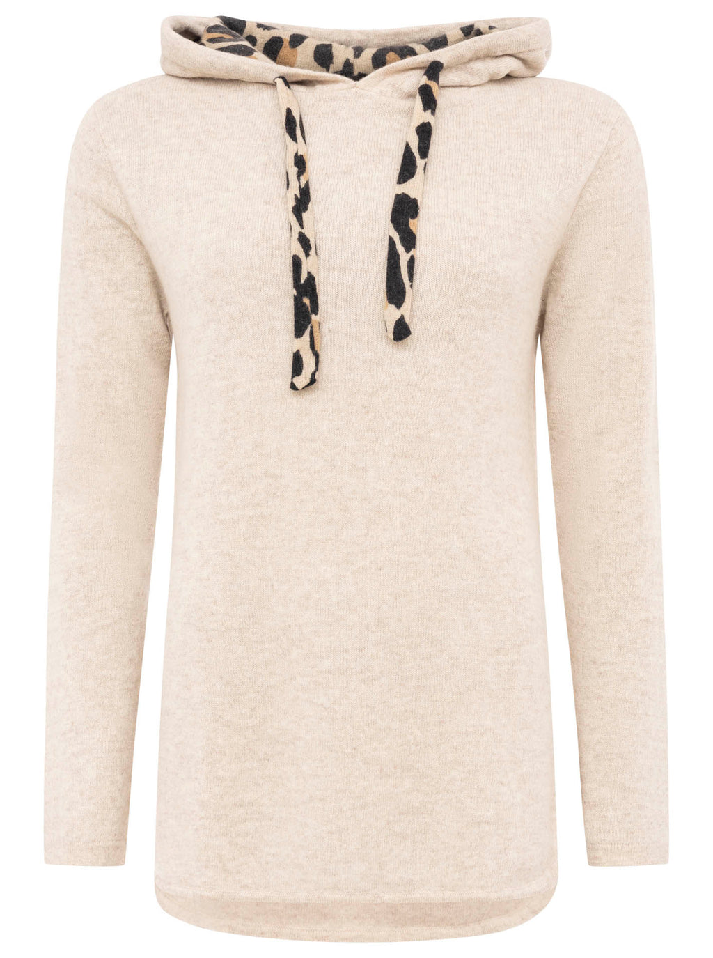 Zwillingsherz Hoodie aus 100% Kaschmir mit Leo-Details - Beige