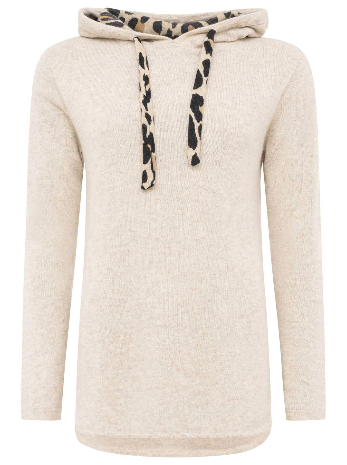 Zwillingsherz Hoodie aus 100% Kaschmir mit Leo-Details - Beige