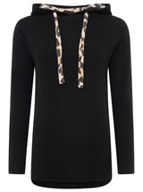 Zwillingsherz Hoodie aus 100% Kaschmir mit Leo-Details - Schwarz