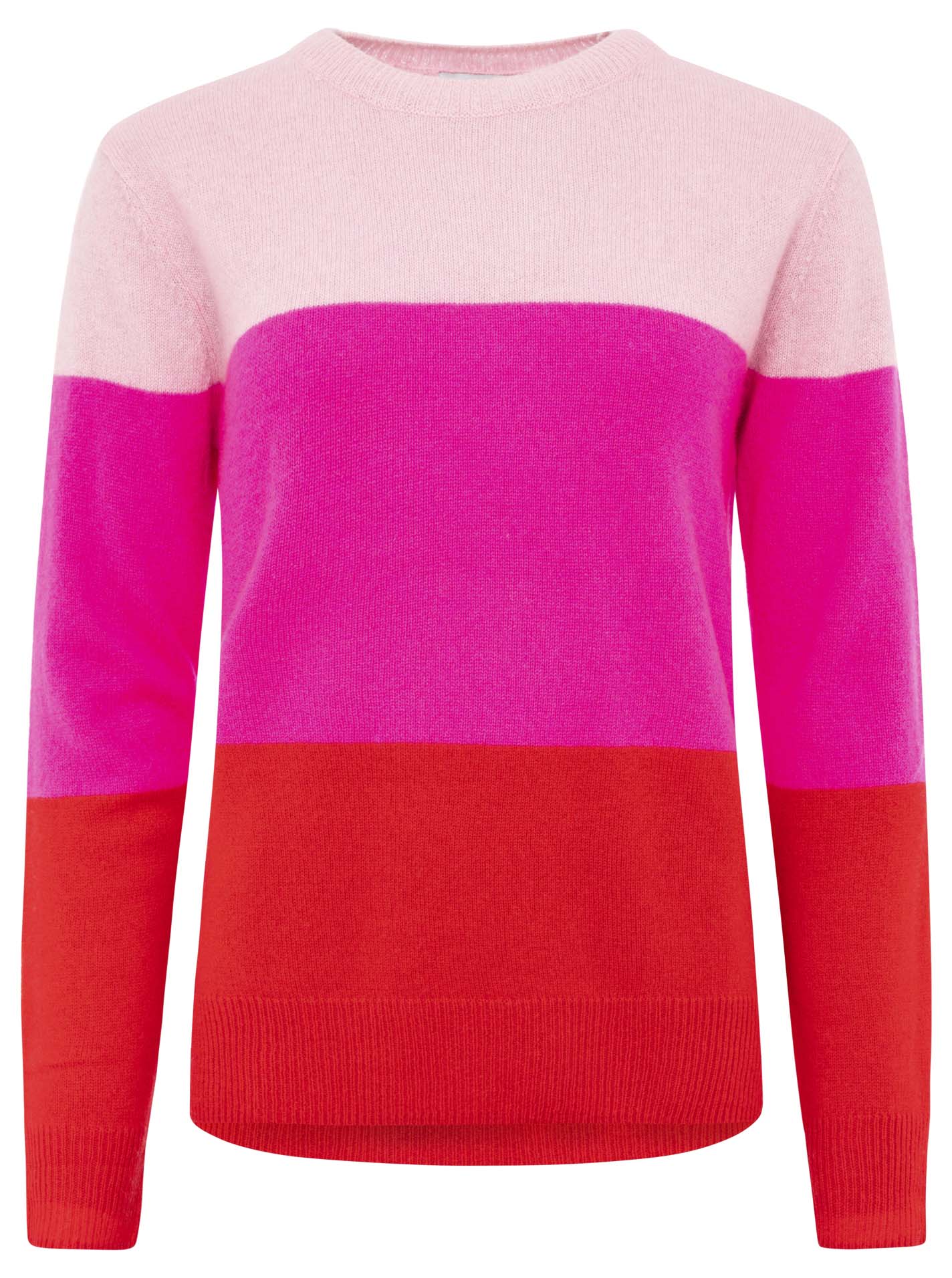 Zwillingsherz - Pullover aus 100% Kaschmir  "Dreifarbig" - Rosa, Neonpink & Rot