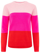 Zwillingsherz - Pullover aus 100% Kaschmir  "Dreifarbig" - Rosa, Neonpink & Rot
