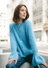 Julia Paris - Geknöpfter Cardigan aus Baby-Alpaka-Mix - Blau - Luxuriöser Strick-Cardigan