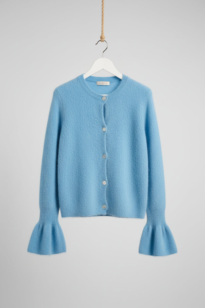 Julia Paris - Geknöpfter Cardigan aus Baby-Alpaka-Mix - Blau - Luxuriöser Strick-Cardigan