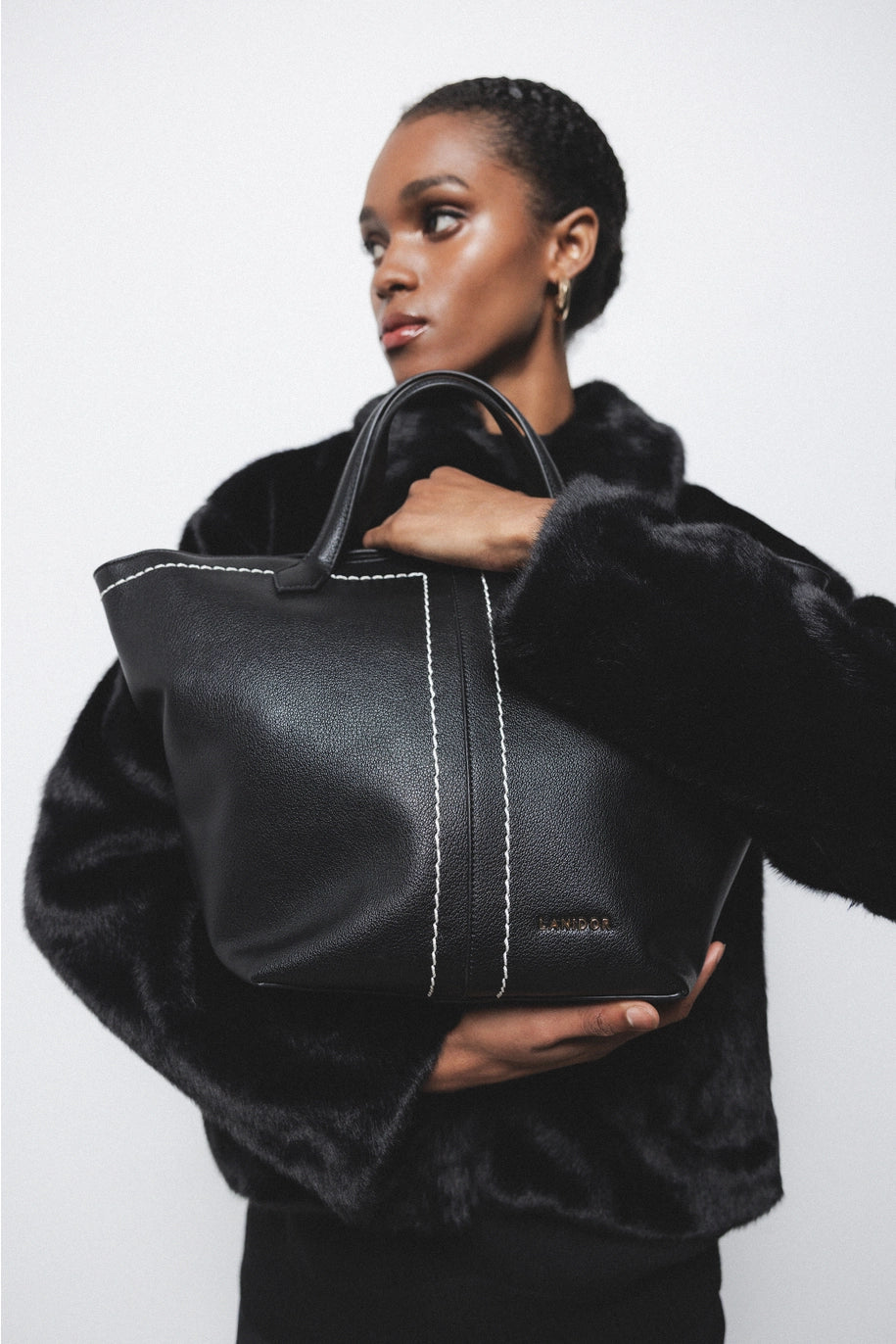 Lanidor - Handtsche - Schwarz mit Kontrastnähten