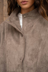 Oversize-Jacke aus Wildlederimitat V369: Stone / 2S/M 2M/L