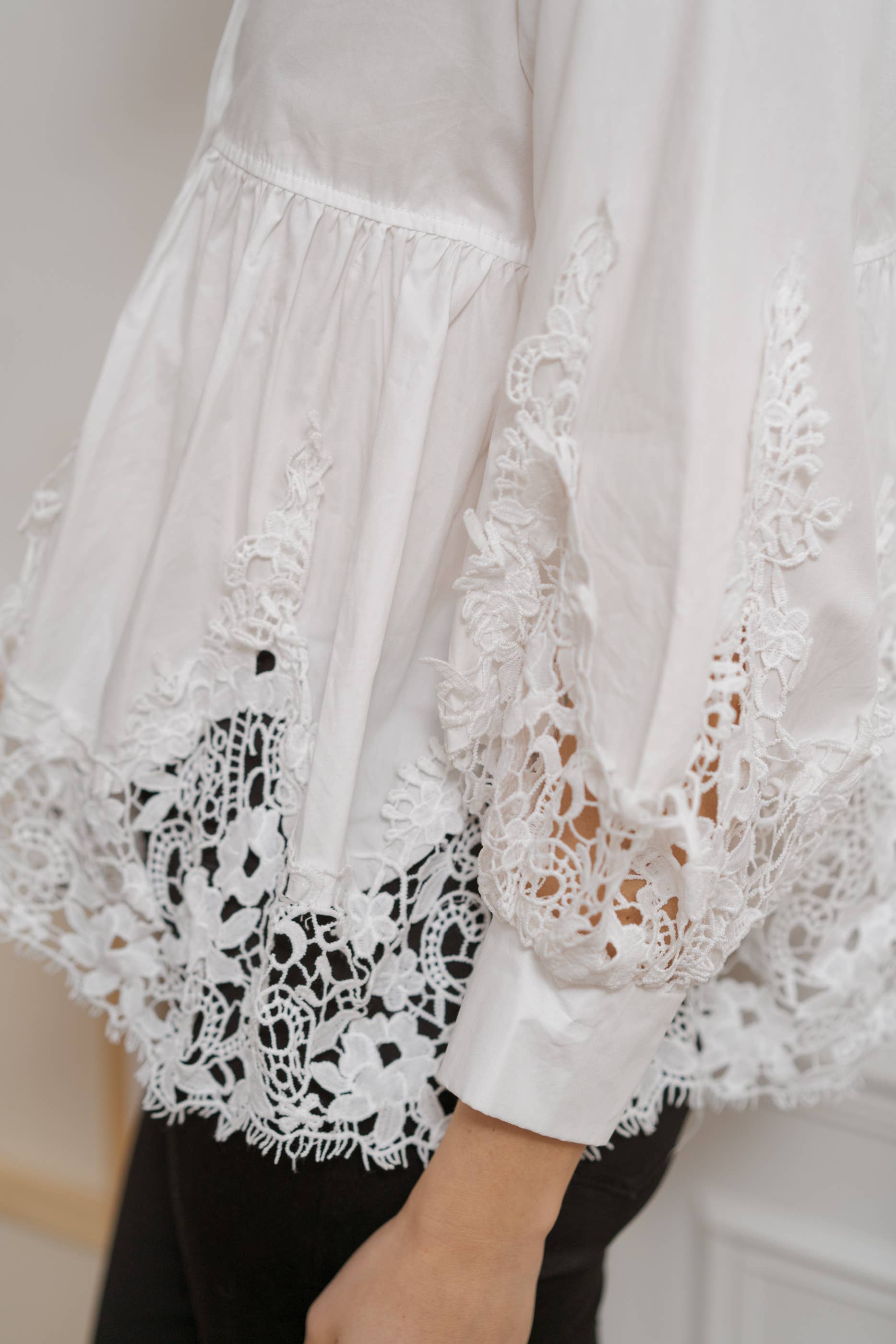 Choklate Paris Baumwollbluse Aimie Guipurespitze - Weiß