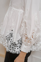 Choklate Paris Baumwollbluse Aimie Guipurespitze - Weiß