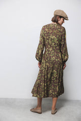 Lanidor Maxikleid mit floralem Camouflage-Design in Grün