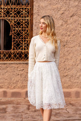 Choklate Paris Strickjacke Mila mit V-Ausschnitt Ecru - Kurzer Cardigan