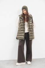 Lanidor - Steppweste mit Kapuze - Olivegrün