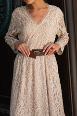 Choklate Paris - Ensemble Maël - Bluse & Spitzenrock in Taupe - Elegantes Zweiteiler-Set