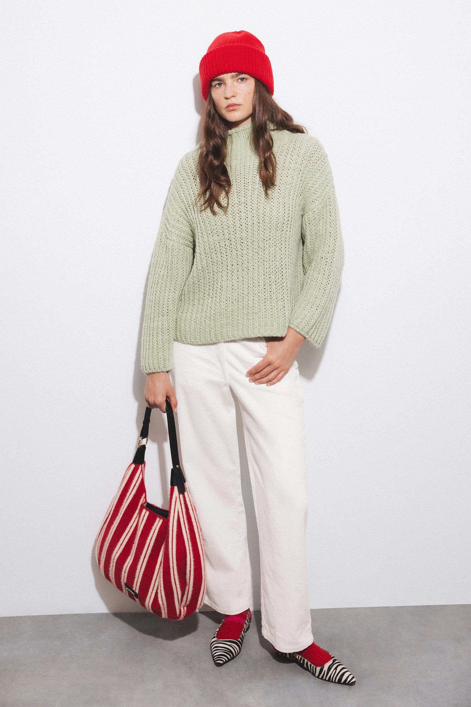 Lanidor - Kuschel-Pullover mit hohem Kragen - Grün