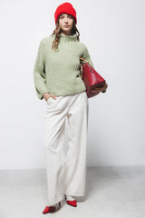 Lanidor - Kuschel-Pullover mit hohem Kragen - Grün