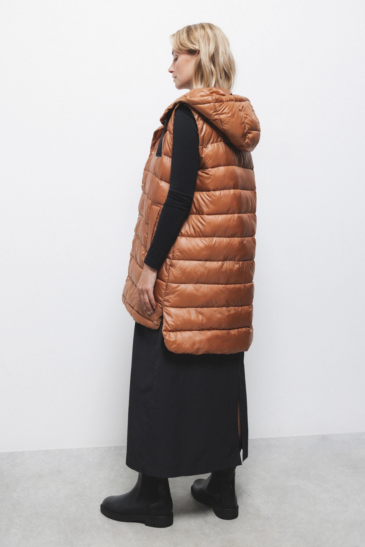 Lanidor - Steppweste mit Kapuze - Rost-Orange