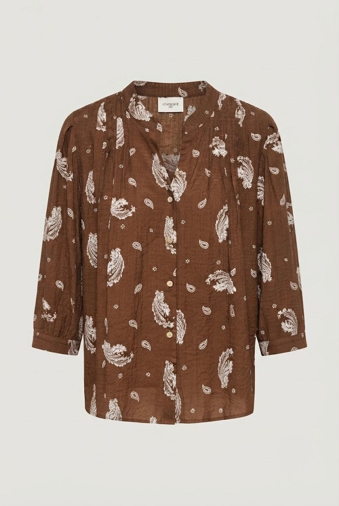 Choklate Paris Saint Tropez Choco Braune Paisleybluse aus Viskose und Seide
