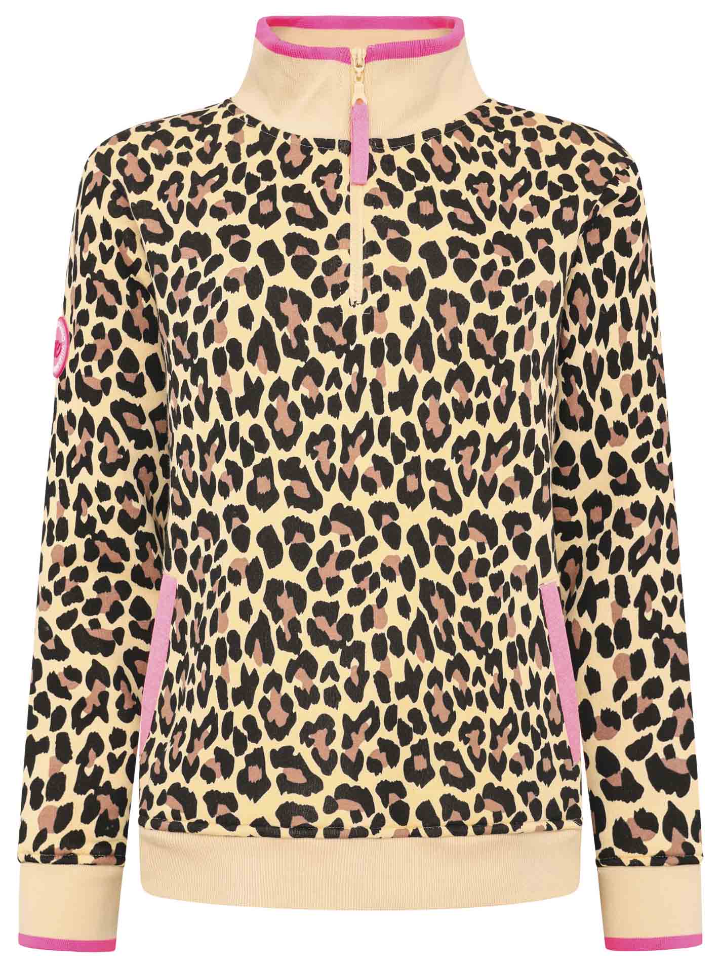 Sweater mit Zip - Leoprint mit pinken Akzenten Zwillingsherz