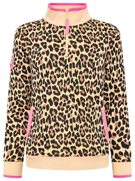 Sweater mit Zip - Leoprint mit pinken Akzenten Zwillingsherz