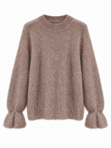 Hochwertiger Mohair-Pullover mit Volant-Ärmeln: Bubblegum / Einheitsgröße