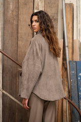Oversize-Jacke aus Wildlederimitat V369: Stone / 2S/M 2M/L