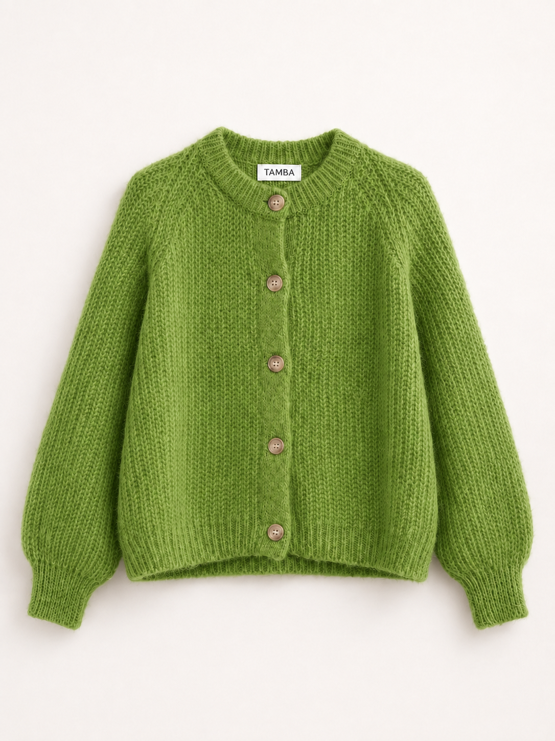 Tamba Mohair-Strickjacke mit Knopfleiste Matcha-Grün