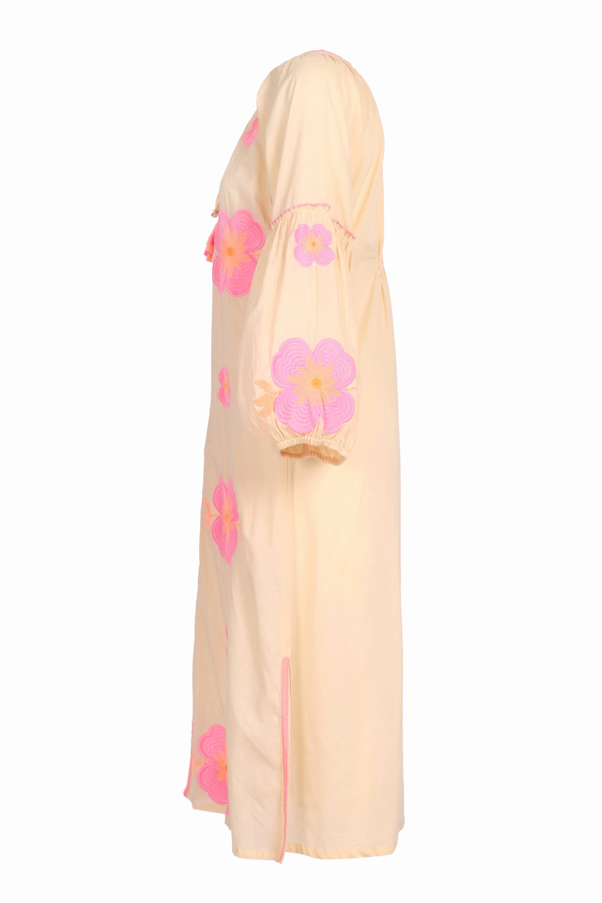 JEP Holland Maxikleid Beige Pink mit Blumenstickerei