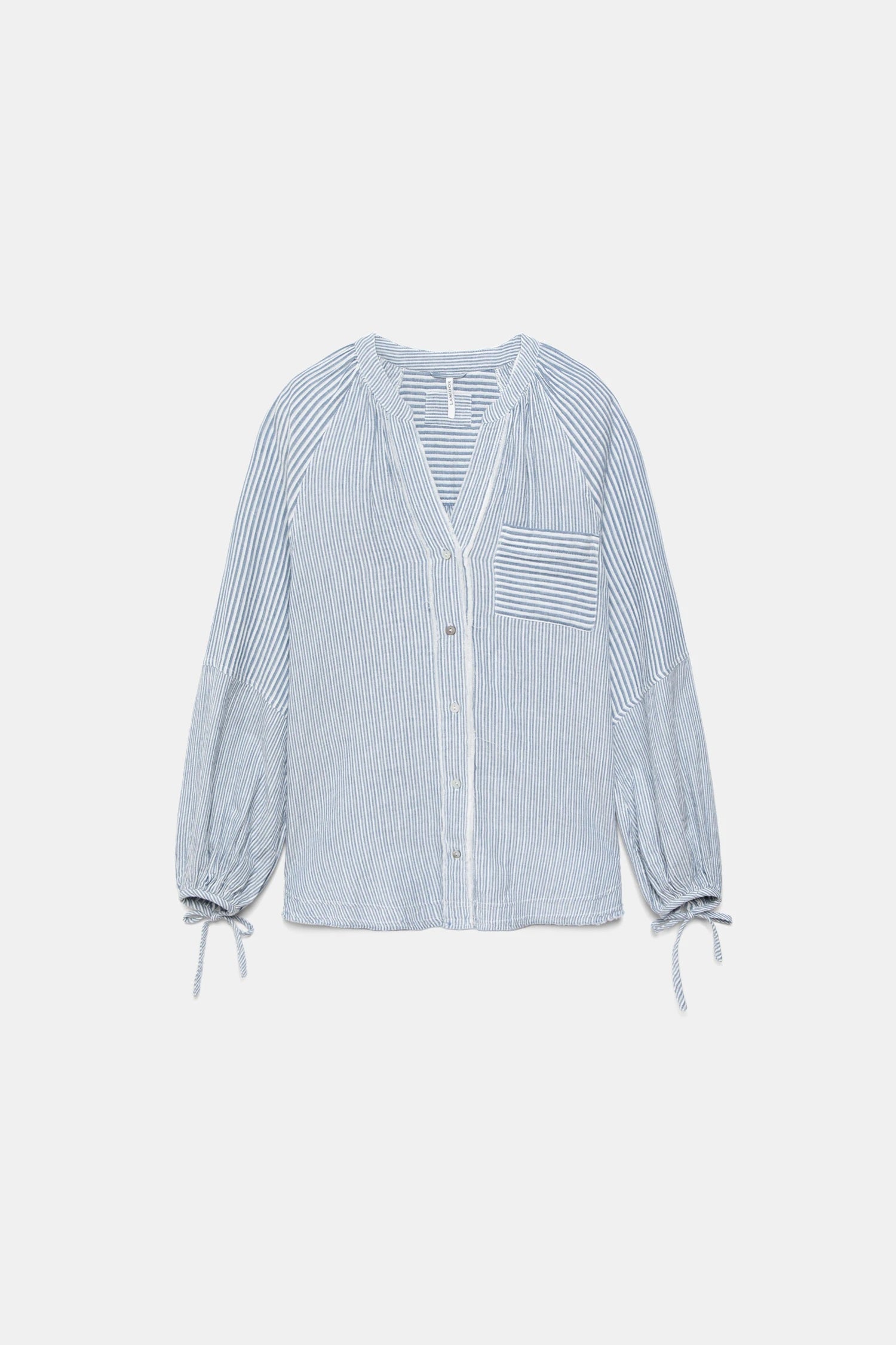 Lanidor Gestreifte Oversize Bluse Hellblau 100% Baumwolle