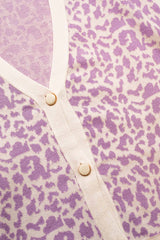 Q2 Leichte Strickjacke - Cardigan Animalprint - Flieder  Cropped & Trendy