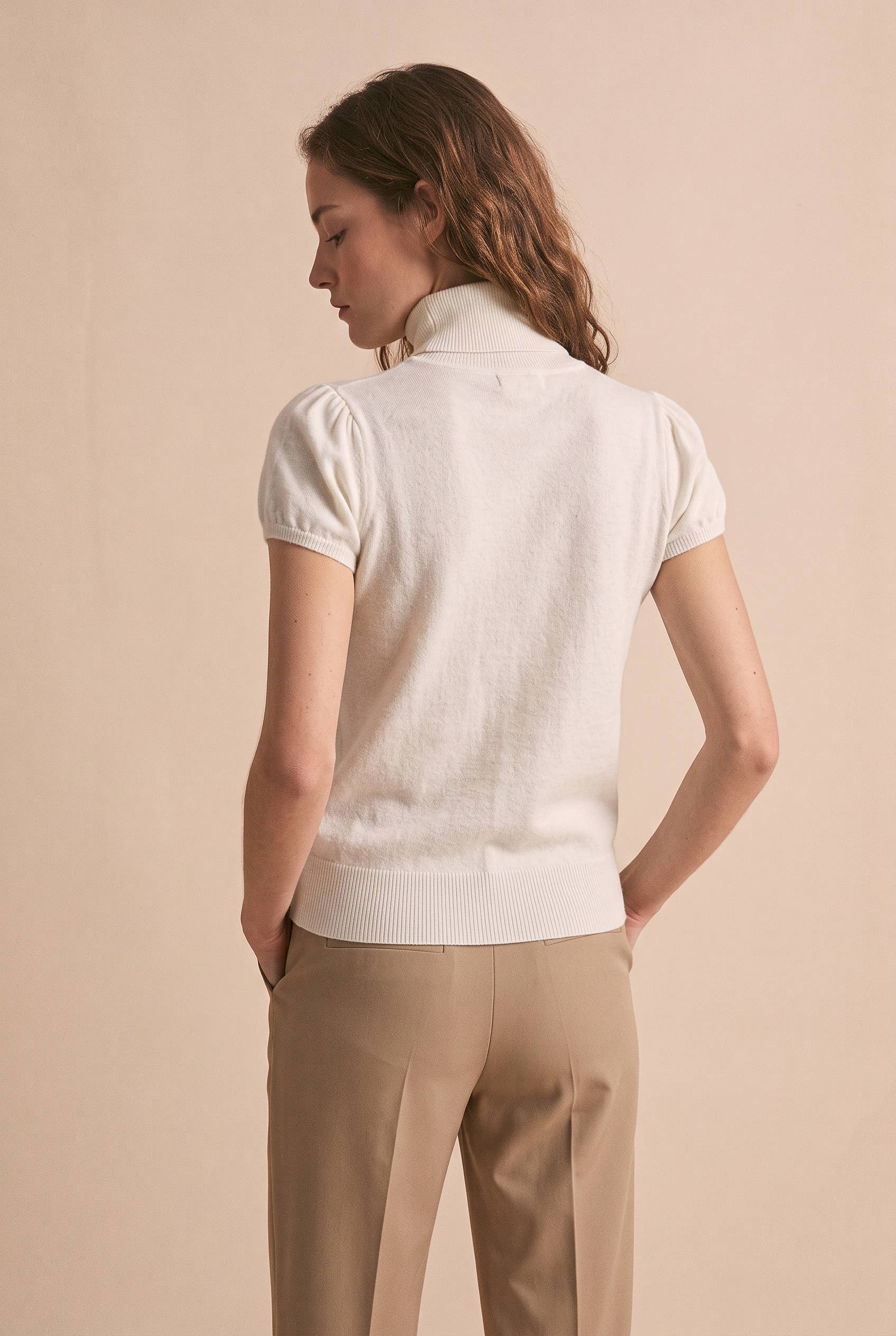 Top Alex aus Strick mit Rollkragen - 3284: Taille unique / Ecru