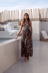 Choklate Paris Kleid Josephine Noir/Nude aus besticktem Tüll
