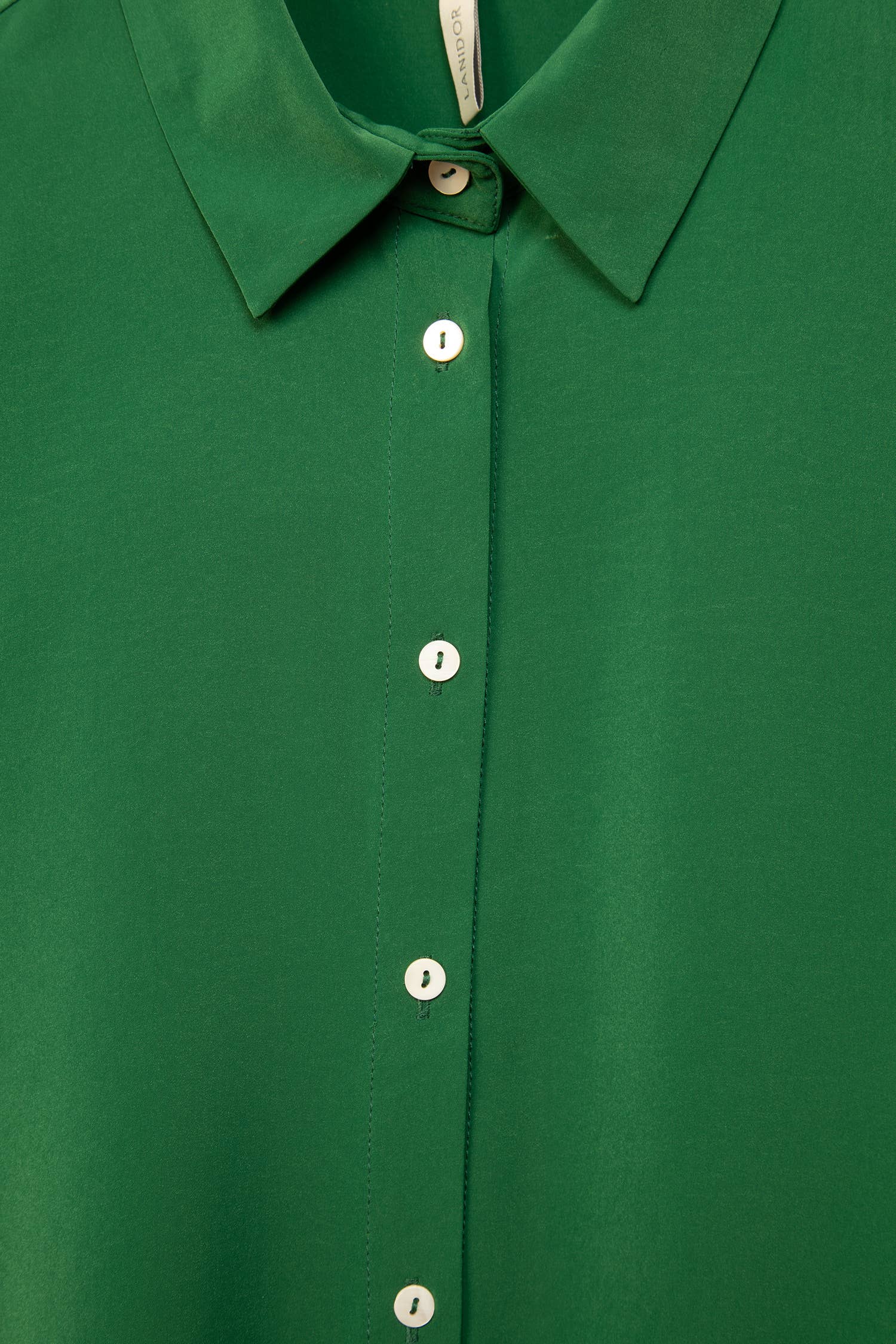 Lanidor Satinhemd Einfarbig Gras-Grün - Klassischer Kragen Regular Fit