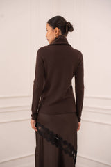 Choklate Paris - Rollkragenpullover in Schokobraun aus einem Wollmix mit Kaschmir