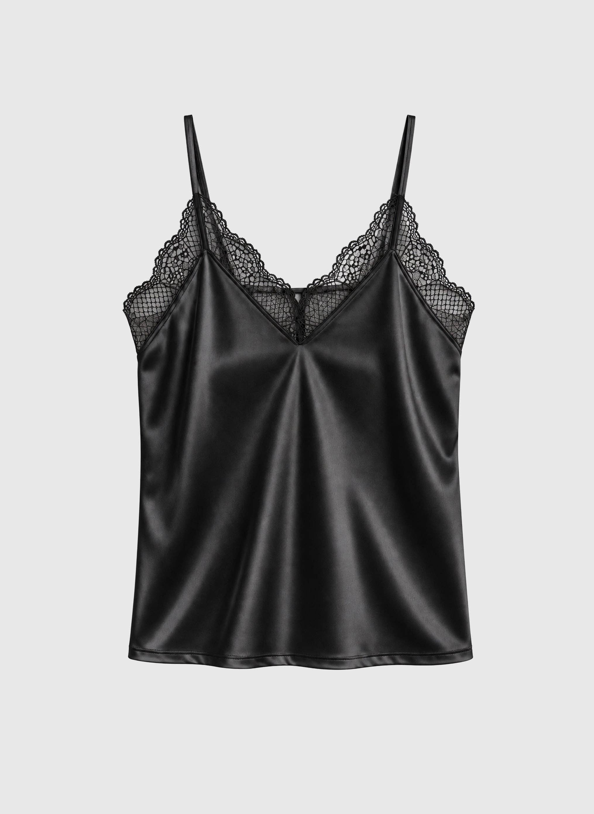Ange Paris ADELAMY Top mit Spitze in Schwarz im Negligéstil