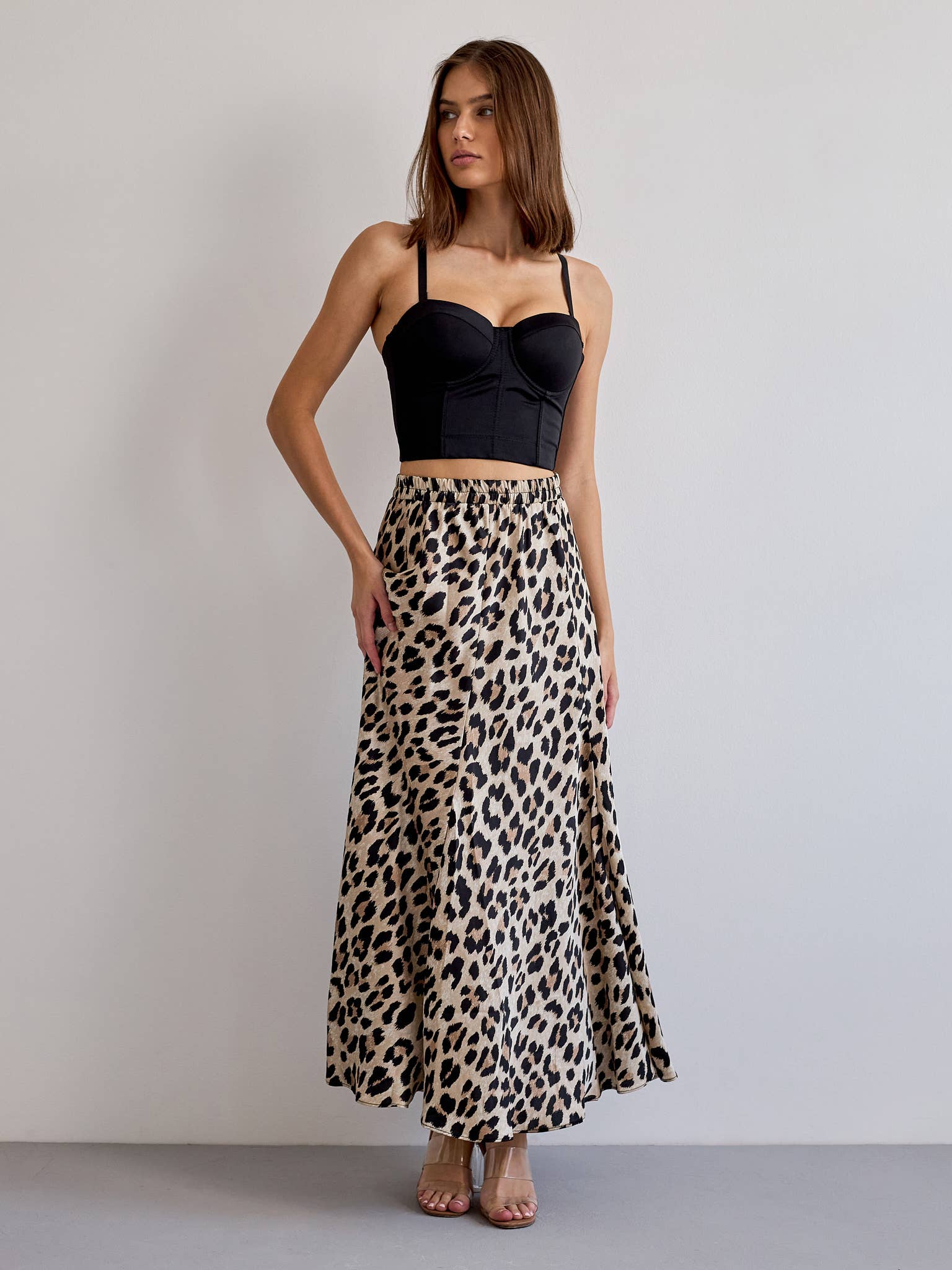 Choklate Paris - Rock "Valentine" aus schwerem Satin im Leopardenprint