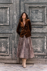 Choklate Paris Tüllrock mit Toile de Jouy Druck - Langer Tüllrock in Taupe