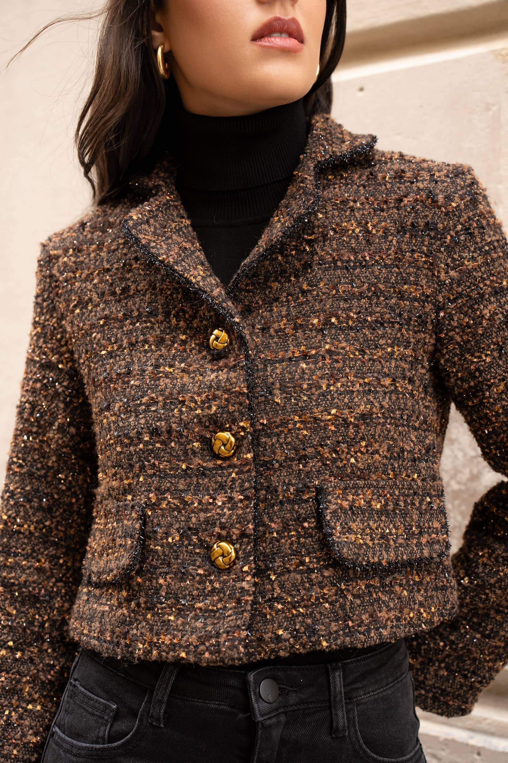 Tweedjacke "Fiona" in Schokobraun - Choklate Paris