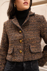 Tweedjacke "Fiona" in Schokobraun - Choklate Paris
