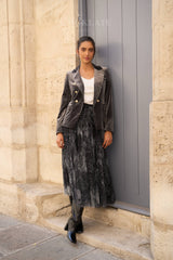Choklate Paris Ambre Tüllrock mit Toile-de-Jouy-Print Schwarz-Grau