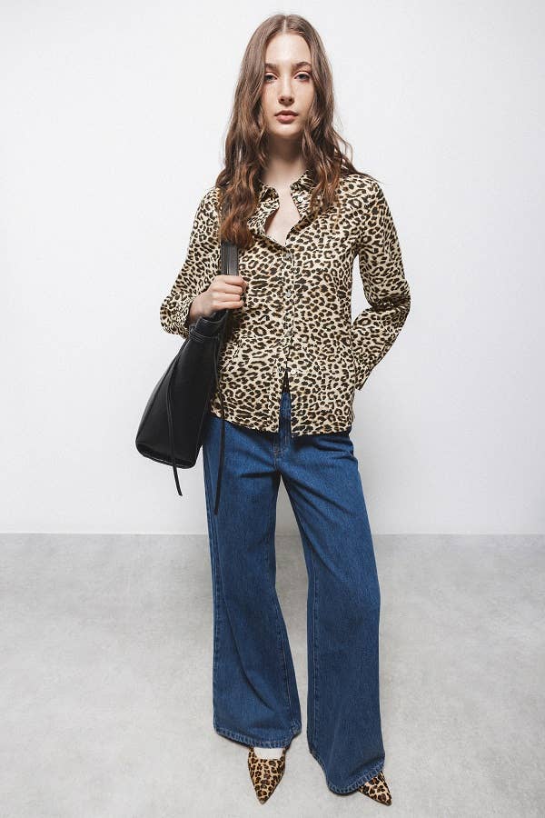 Lanidor Damenbluse im Animal-Print aus 100% Baumwolle
