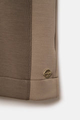 Lanidor - Zweifarbiges Jersey Shirt - Kurzarmbluse - Taupe - Rundhalsausschnitt