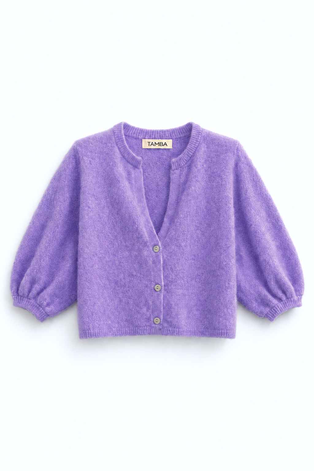 Angora Strickcardigan mit V-Ausschnitt: Flieder / Einheitsgröße