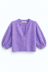Angora Strickcardigan mit V-Ausschnitt: Anthrazit / Einheitsgröße
