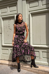 Choklate Paris - Asymmetrischer Midirock mit Rosenmuster