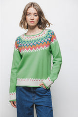 Lanidor Strickpullover im Norwegerstil mit Rundhalsausschnitt - Warmer Winterpullover