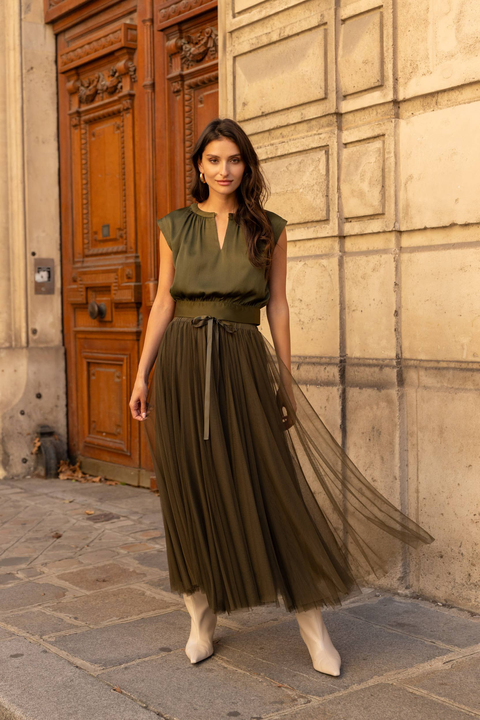 Choklate Paris - Satin - Top "Marguie" in Olive