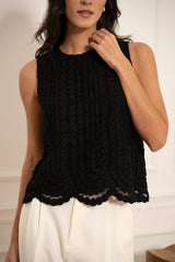 Choklate Paris Besticktes Tüll-Top - Schwarz