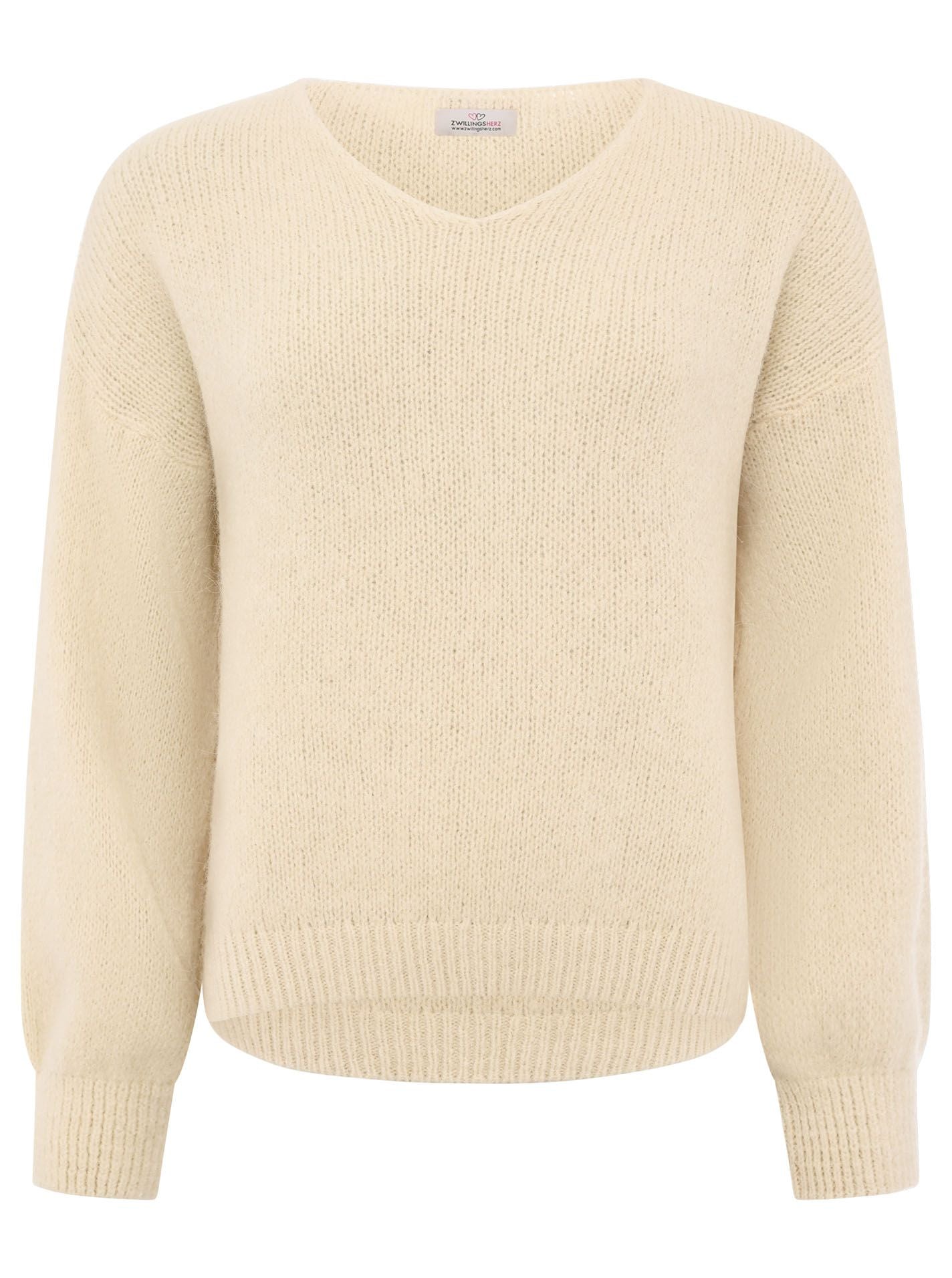 Neue Kollektion!! Kuschelpullover "Uni" in Beige mit Alpaka-Anteil von Zwillingsherz