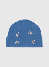 An'ge Paris Mütze "Bonnet" in Blau - Warmer weicher Strick mit Strass