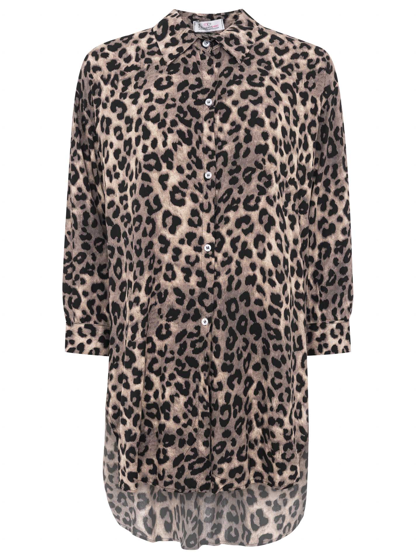 Neu!! Zwillingsherz Oversize - Bluse "Leo Swirls" -100% Viskose, Beige